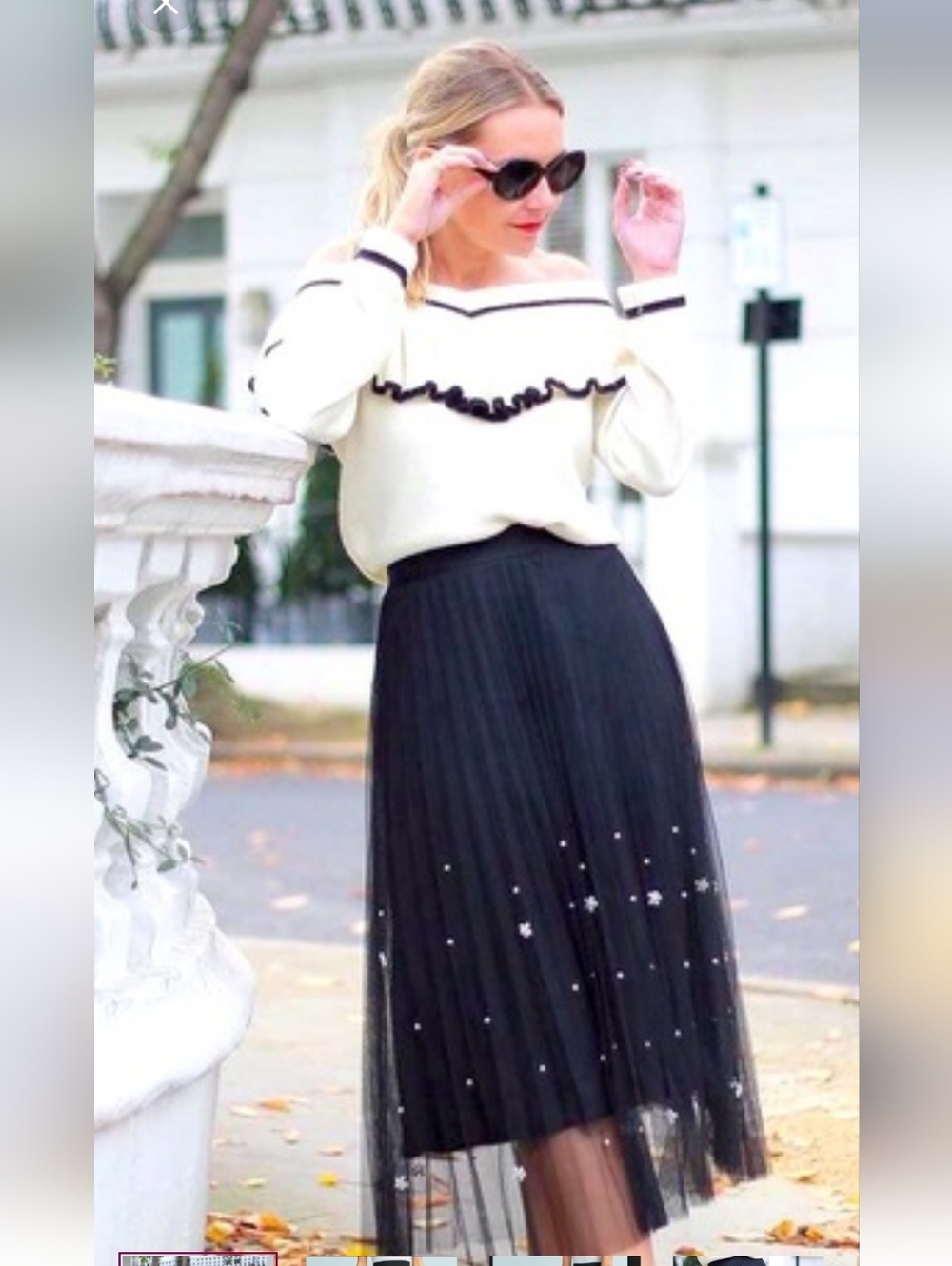 Eva Franco Anthropologie Pearl And Tulle Overlay Midi Skirt XS
